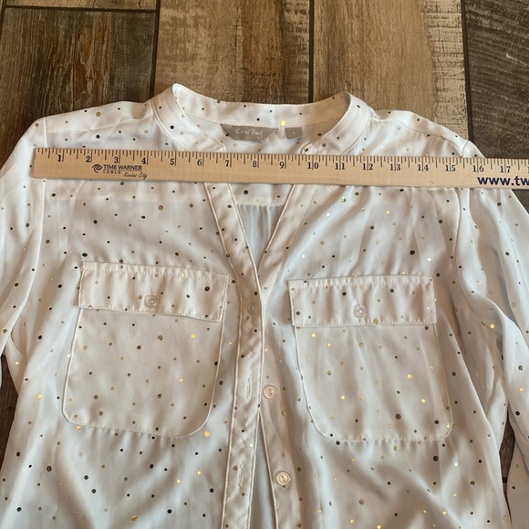 🆕 Coral Bay White Blouse with Gold polkadot blouse - Picture 8 of 11